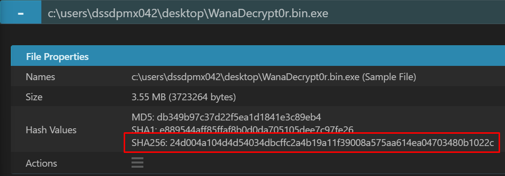 SHA256 hash matches the expected value
