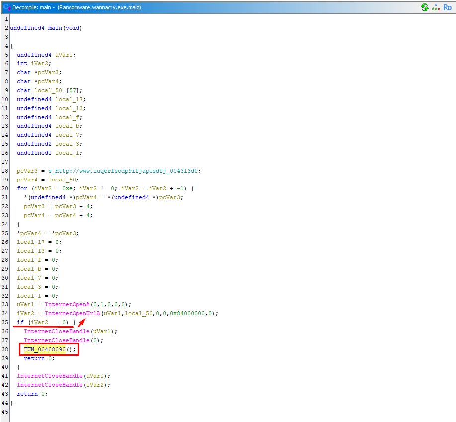 Ghidra function list view